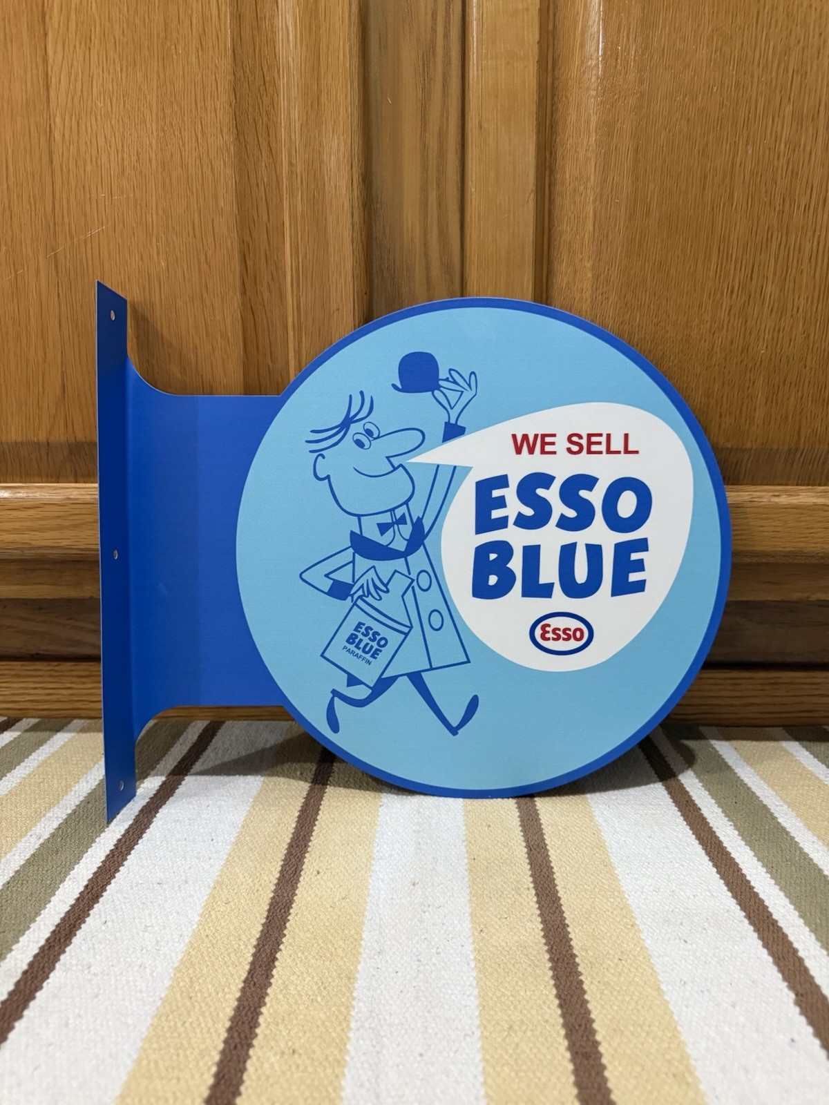 Esso Blue Flange Sign We Sell Sold Here Gas Oil Garage Vintage Style Wall Decor