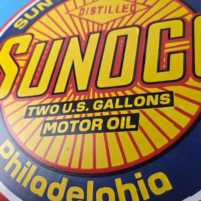 Vintage Sunoco Racing Sign – Gas Service Station Porcelain Pump Sign