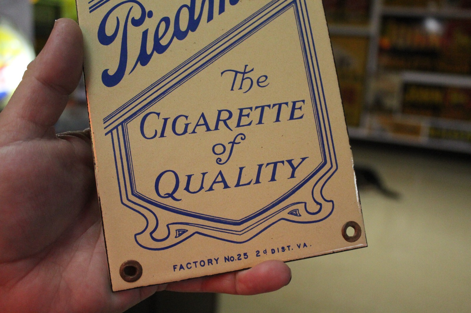 RARE PIEDMONT BASEBALL SERIES TOBACCO DEALER PORCELAIN METAL SIGN BABE CIGAR BAT