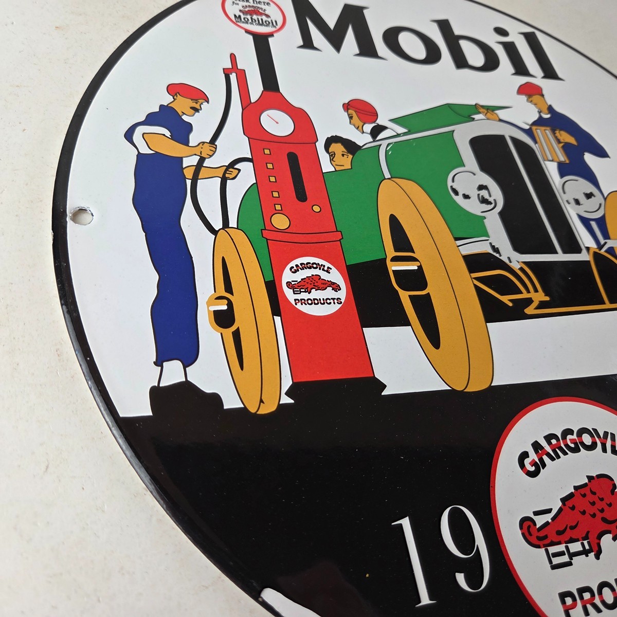 Vintage Mobil Sign – Gargoyle Mobilgas Attendants Gas Oil Filling Porcelain Sign