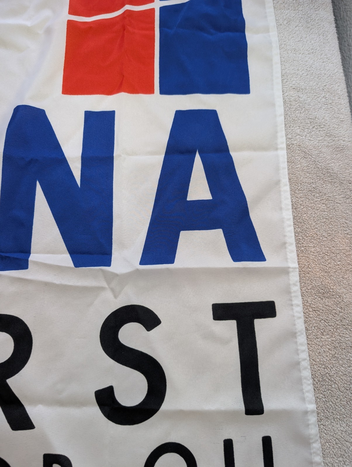Rare Fina First Motor Oil Advertising Flag Pit Lane Racing Collectible Banner