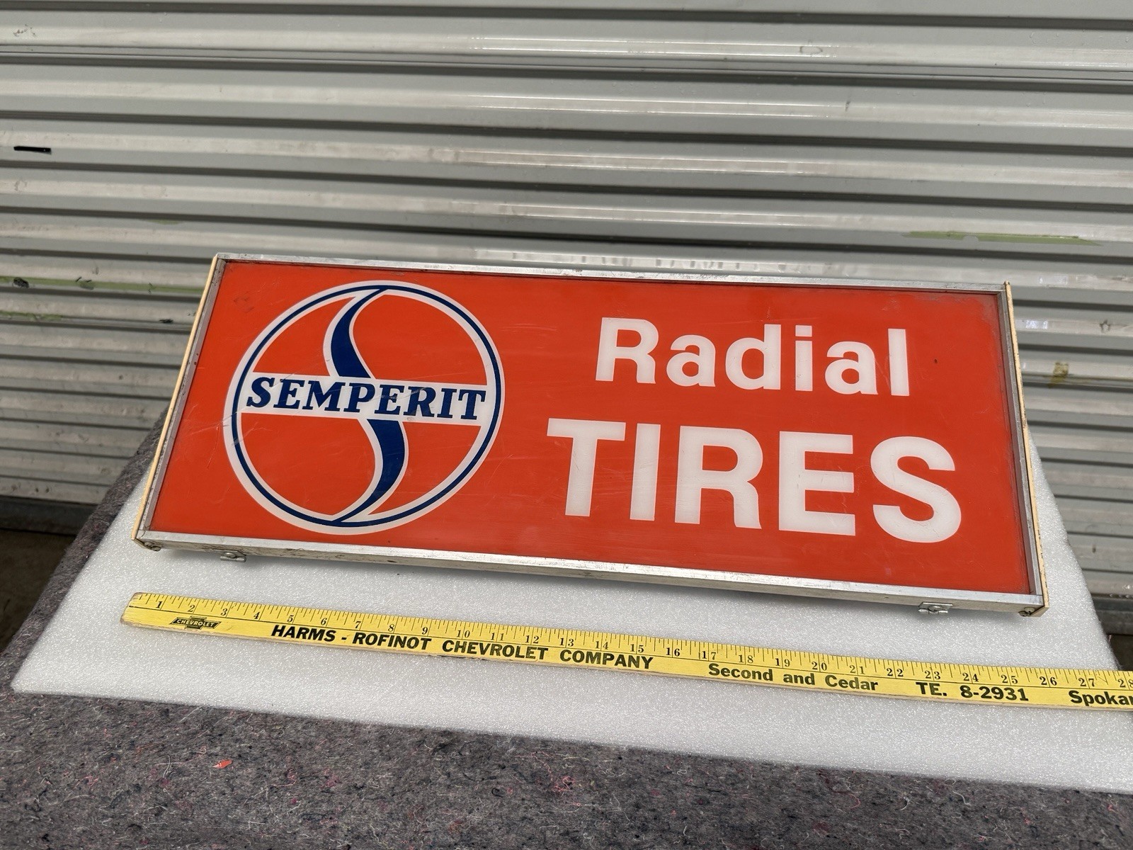 Vintage SEMPERIT Radial Tires Light Up Dealer Service Shop Sign VW Porsche BMW