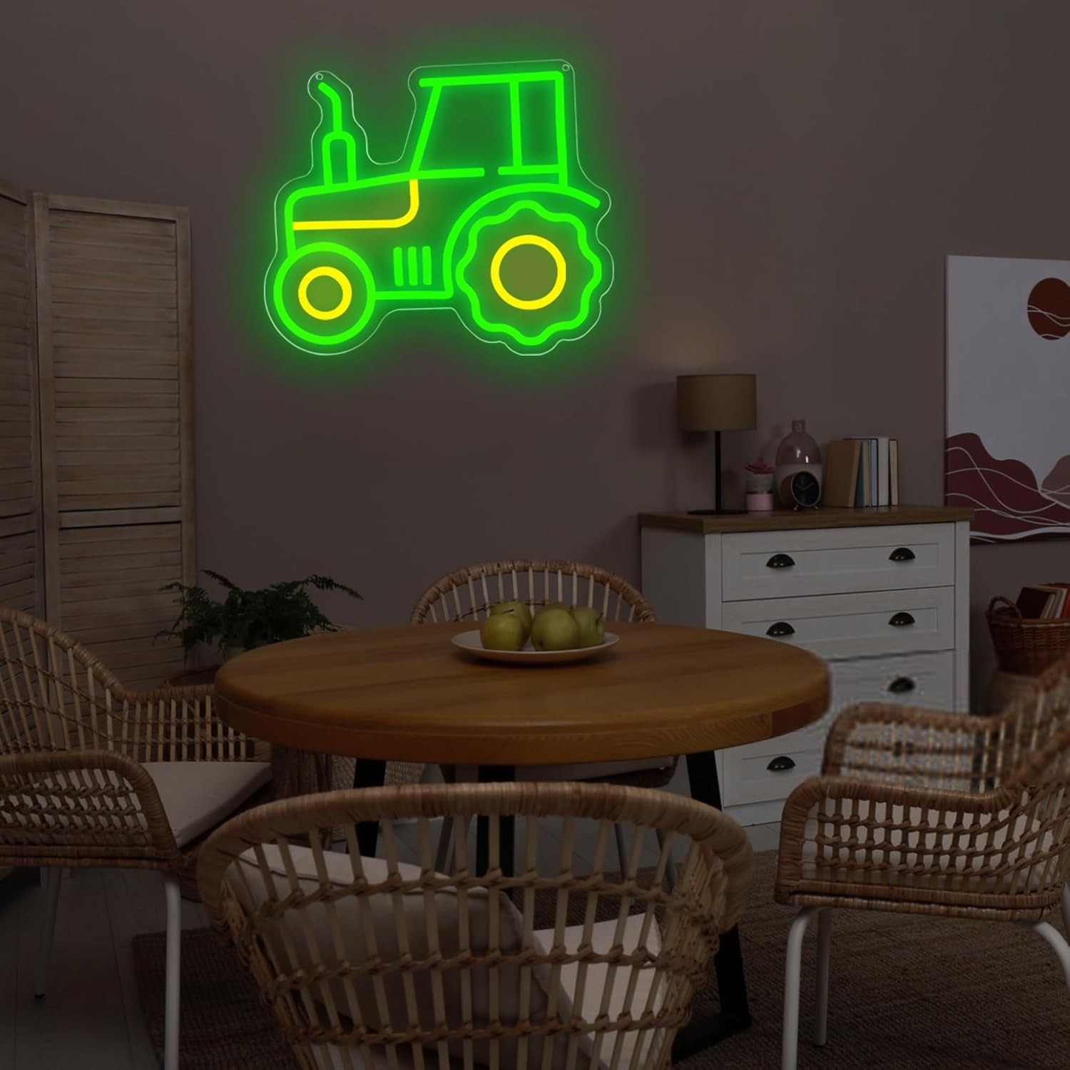 Easy Hang Tractor Neon Light – Modern Dimmable Wall Decor for Gifts or Parties