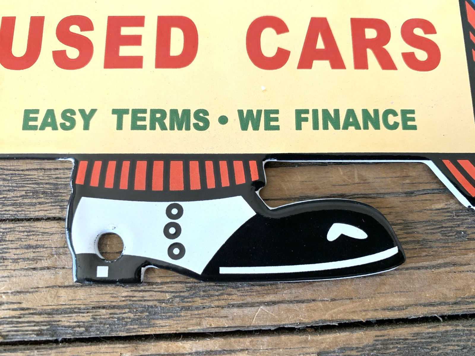 VINTAGE Dependable USED CARS DEALERSHIP 9.75×7″ OIL GAS STATION PORCELAIN SIGN