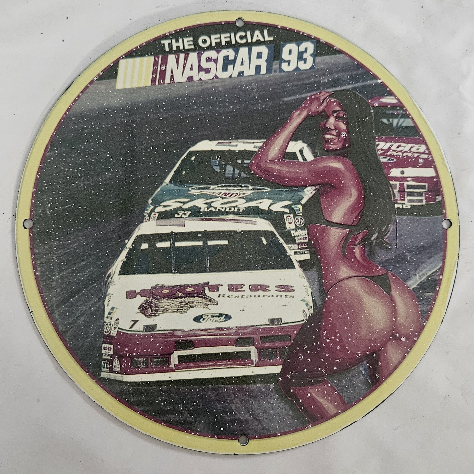 Vintage Porcelain Sign: Official NASCAR 93  Unique Collectible with Retro