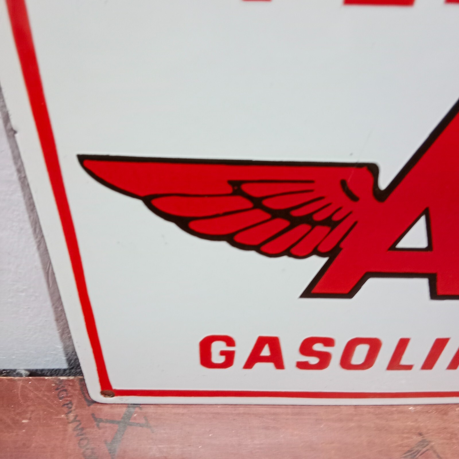 Flying A Gasoline Porcelain Enamel Sign 12 x 12 Inches 1 Sided