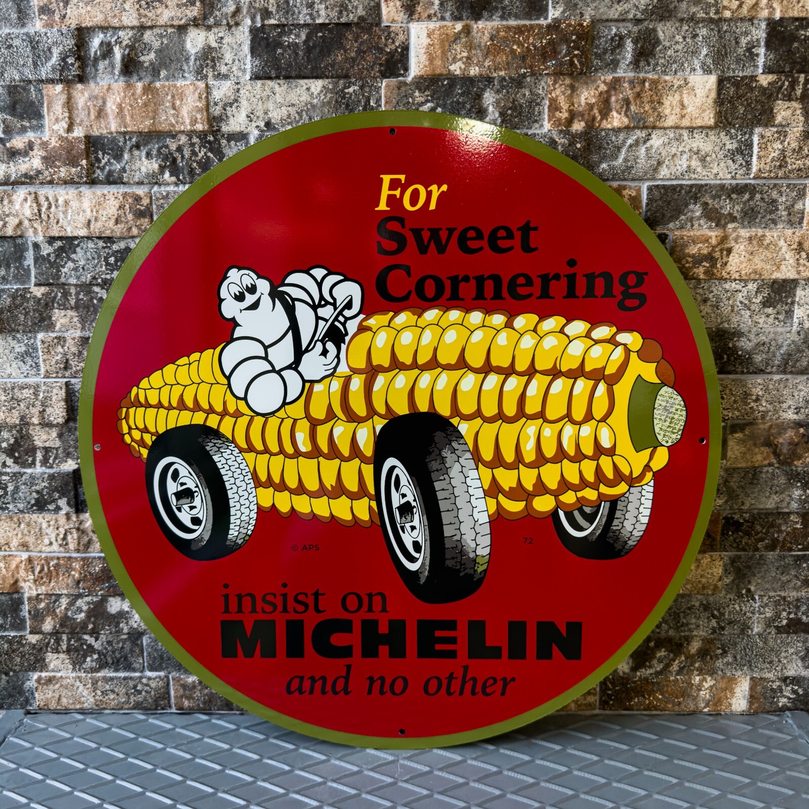 Vintage Michelin For Sweet Cornering Heavy Metal Sign- 19.7″ (50cm)