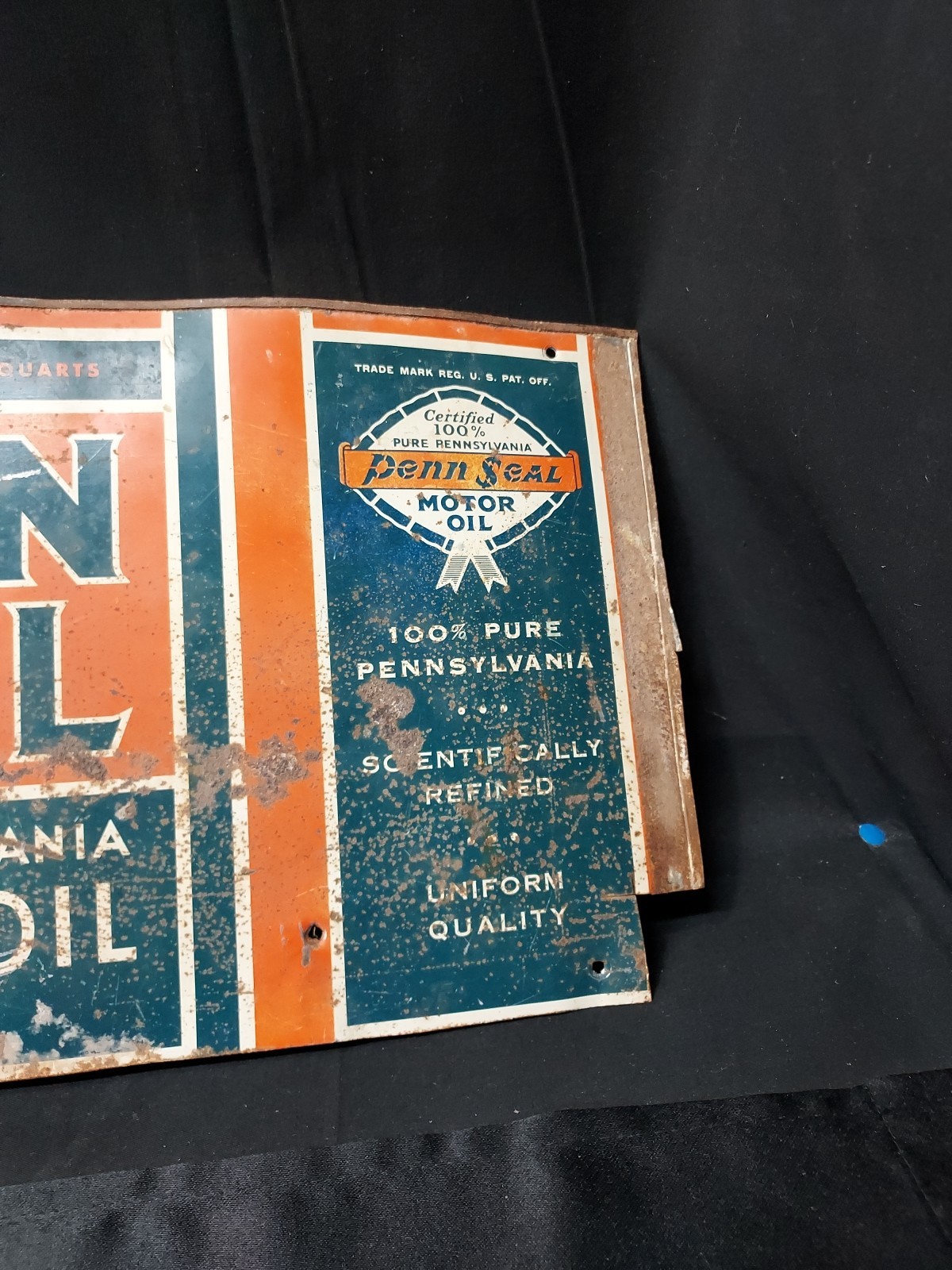 Uncommon 1930s PENN SEAL Motor Oil – Unused Can Panel Sign Original 20×9 Inches