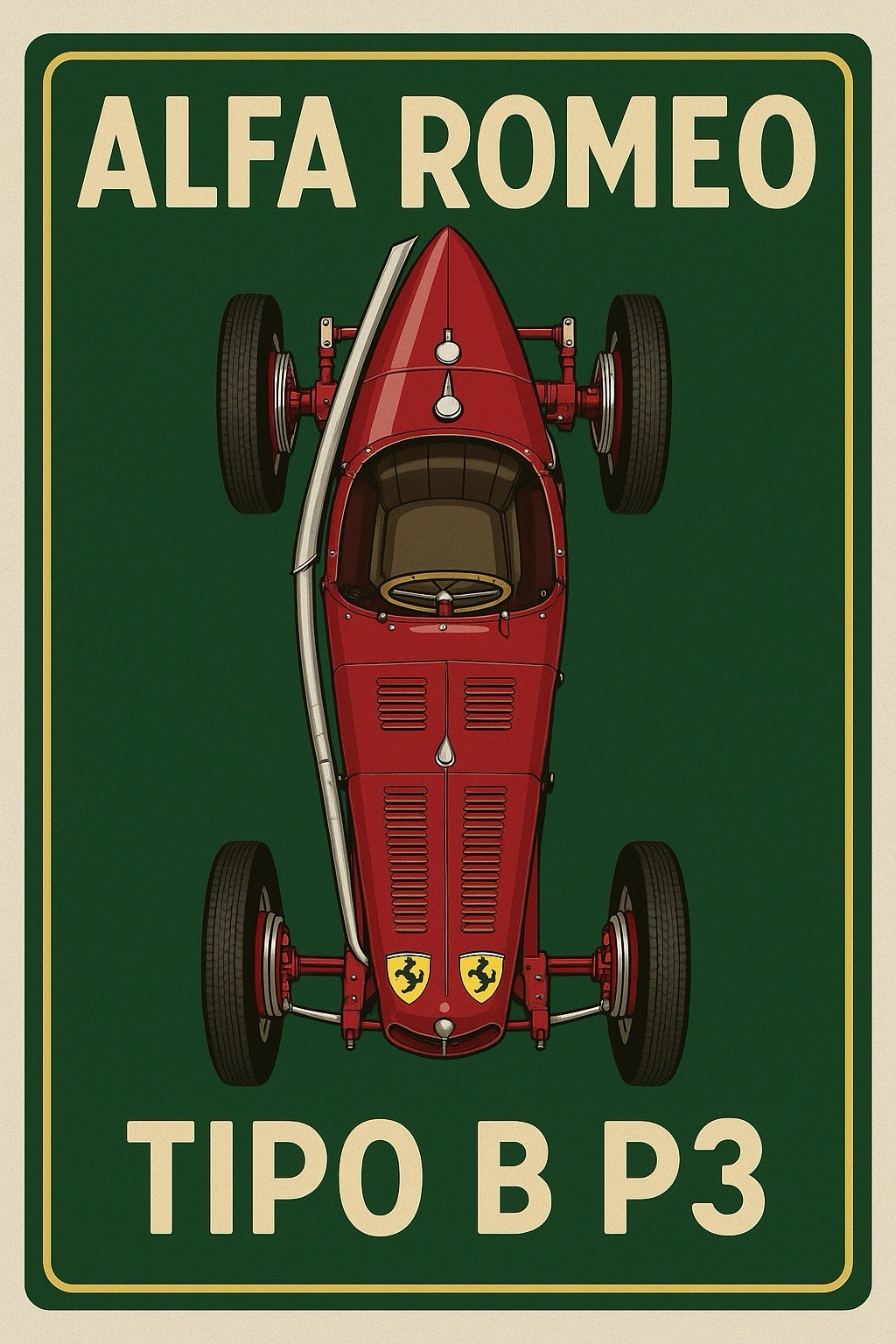Hi Gloss! Alfa Romeo Tipo B P3?race Car F1 Vintage Style Metal Sign Advertising