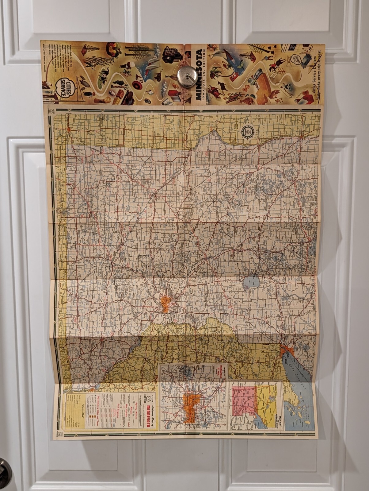 Old Original 1940s Cities Service Iowa Oil Company Roadmap Vintage Minnesota