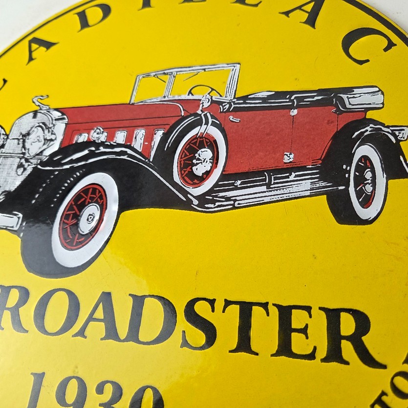 Vintage Cadillac Service Sign – Roadster V8 Gas Pump Automobiles Porcelain Sign