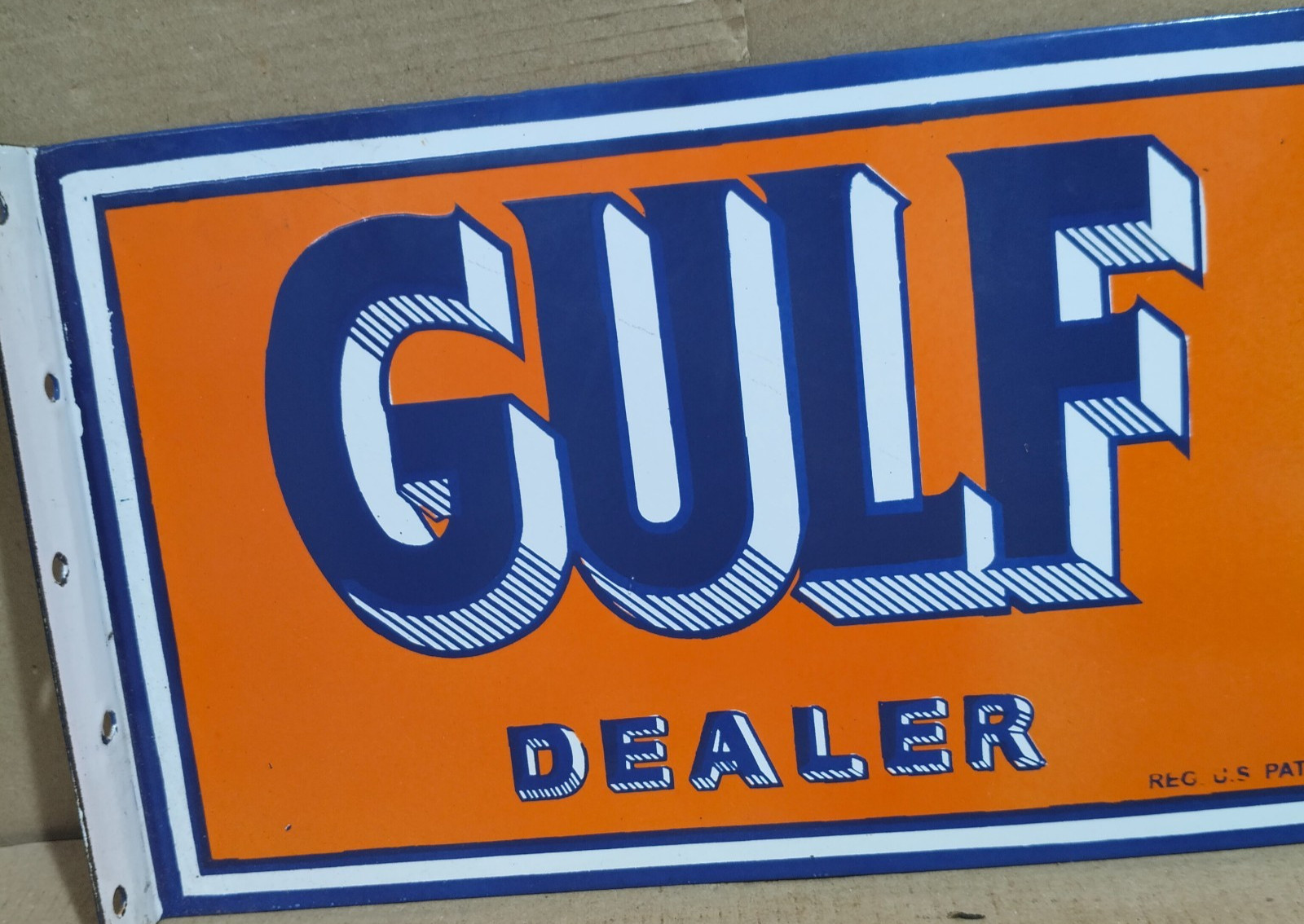Gulf Dealer Porcelain Enamel Sign 18 x 10 Inches 2 Sides
