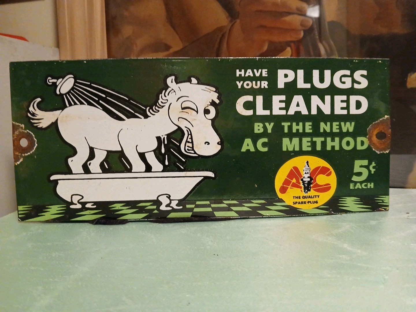 Vintage AC Spark Plugs Sign – Mechanic Automotive Garage Shop Gas Pump Sign