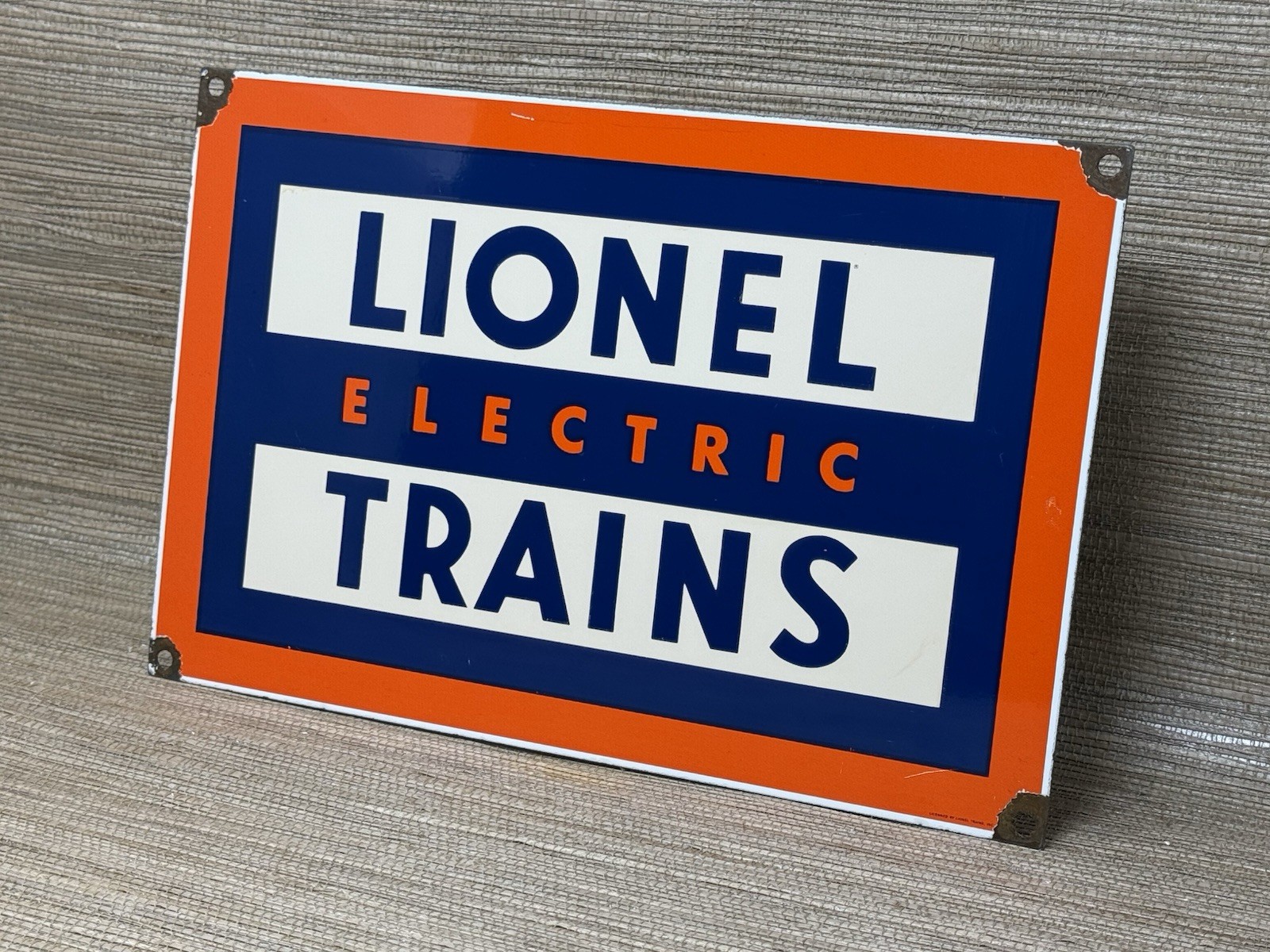 VINTAGE LIONELL ELECTRIC TRAINS PORCELAIN SIGN GAS STATION MOTOR OIL RAIL ROAD