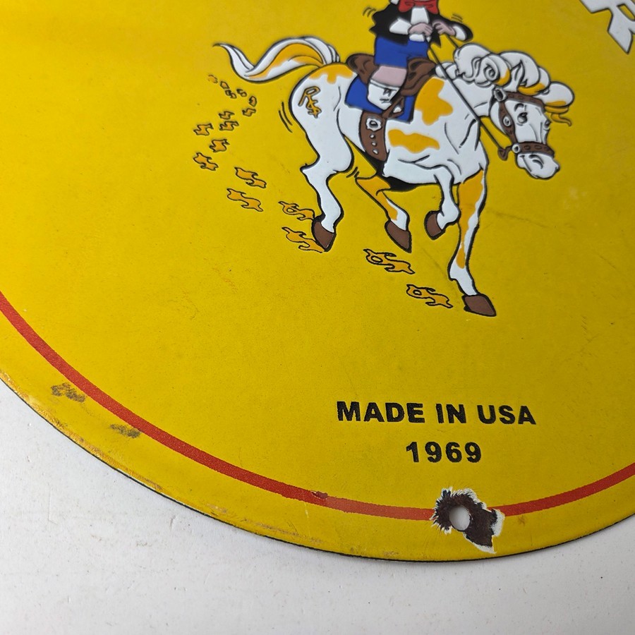 Vintage Gasoline Sign – Richie Rich Gas Pump Porcelain Sign
