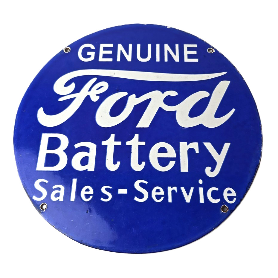 Vintage Ford Battery Sign – Gas Motor Oil Pump Automotive Service Porcelain Sign