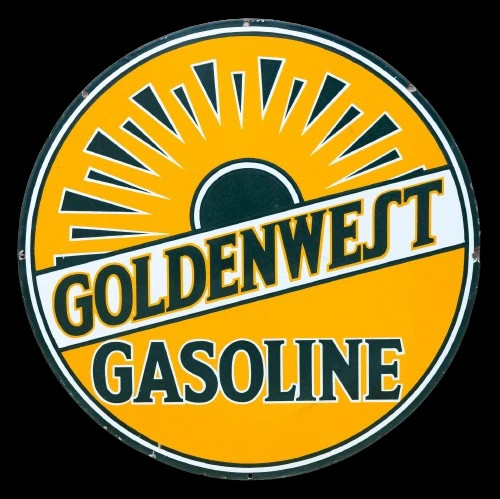PORCELIAN GOLDENWEST GASOLINE ENAMEL SIGN SIZE 30X30 INCHES DOUBLE SIDED