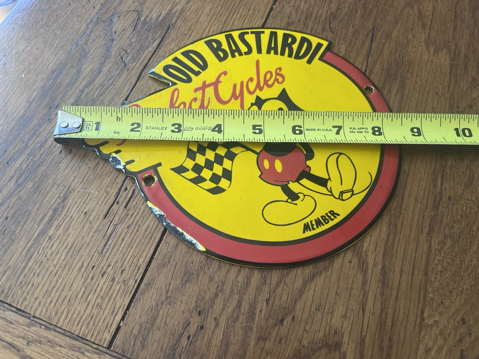 NICE OLD BASTARD PERFECT CYCLES MEMBER FELIX MOTORCYCLE PORCELAIN SIGN