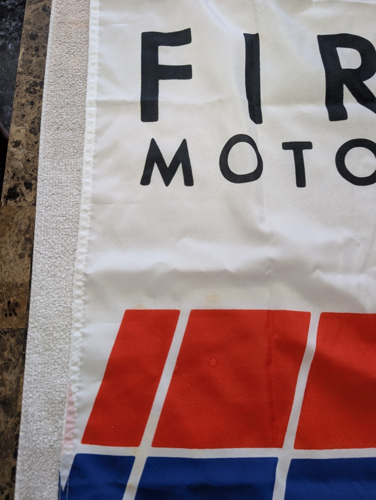 Rare Fina First Motor Oil Advertising Flag Pit Lane Racing Collectible Banner