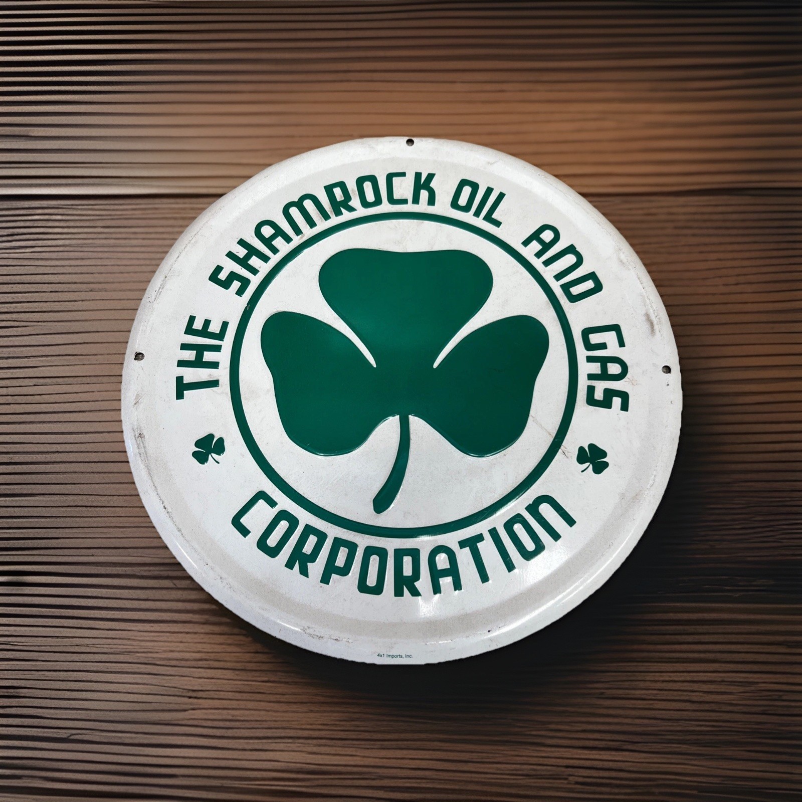 The Shamrock Oil And Gas Corporation Vintage Metal Sign 12″ Man Cave Garage
