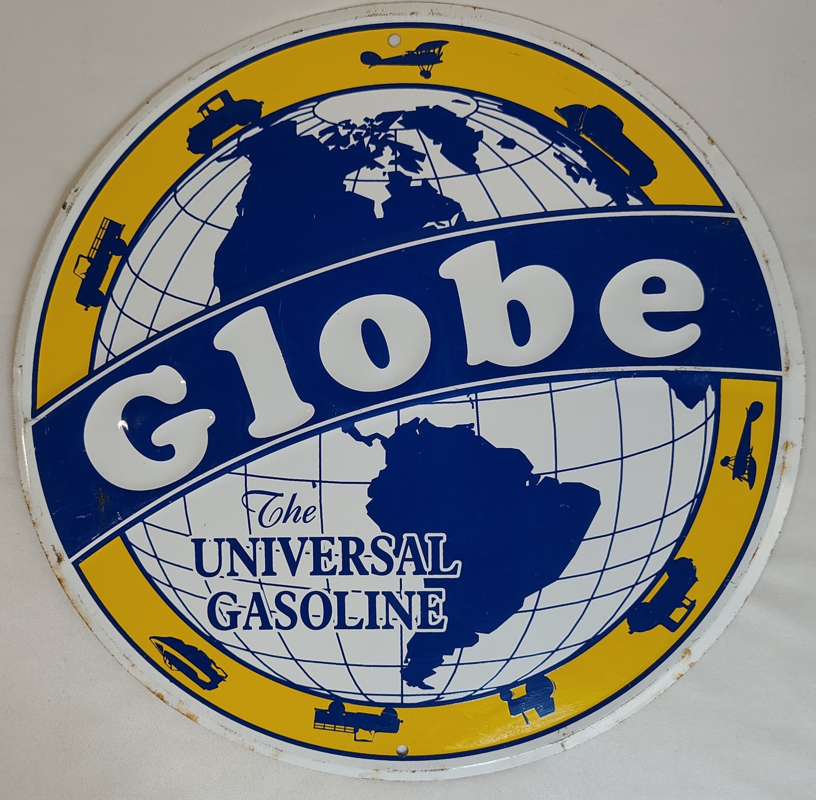 Globe The Universal Gasoline Vintage 12” Tin Sign Metal Advertisement Sign