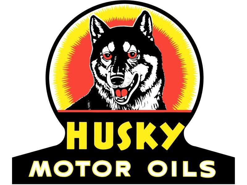 Husky Motor Oils, Husky Dog DIECUT NEW 28″ Wide Sign USA STEEL XL Size 7 lbs