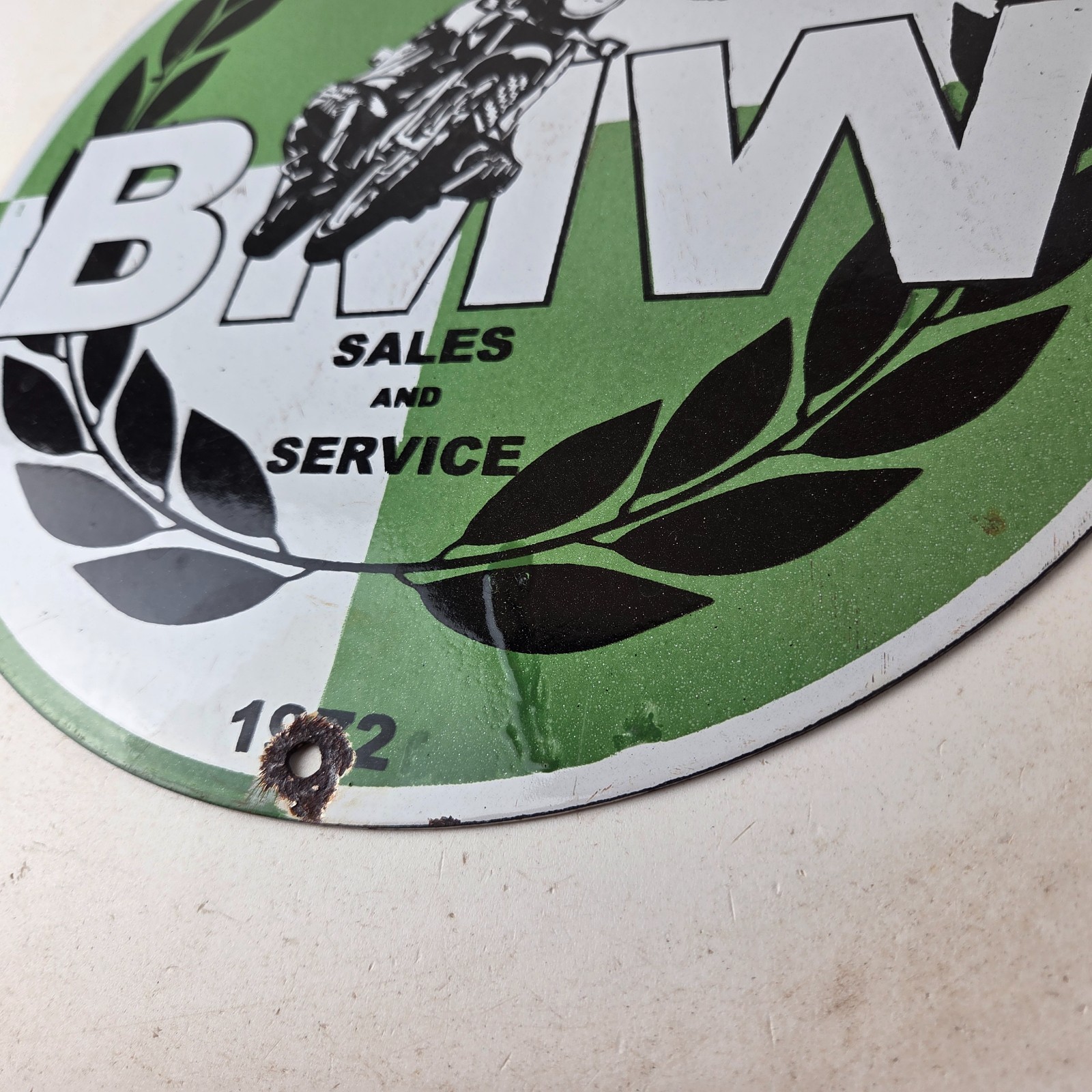 Vintage BMW Sign – Porcelain Motorcycle Gas Pump Service Auto Sign