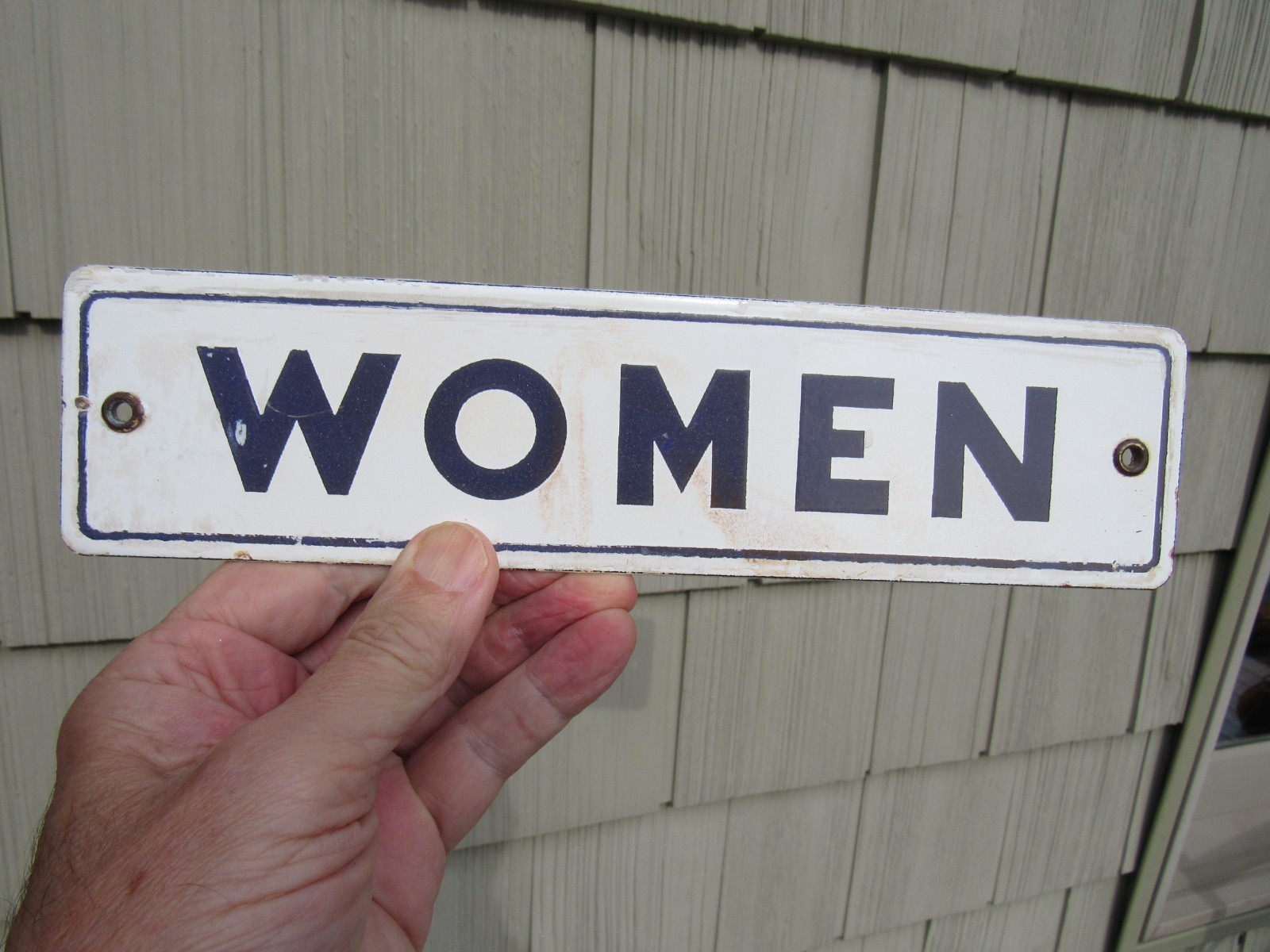 VINTAGE ORIGINAL 1920’s WOMEN PORCELAIN BATHROOM SIGN – GAS STATION SIGN