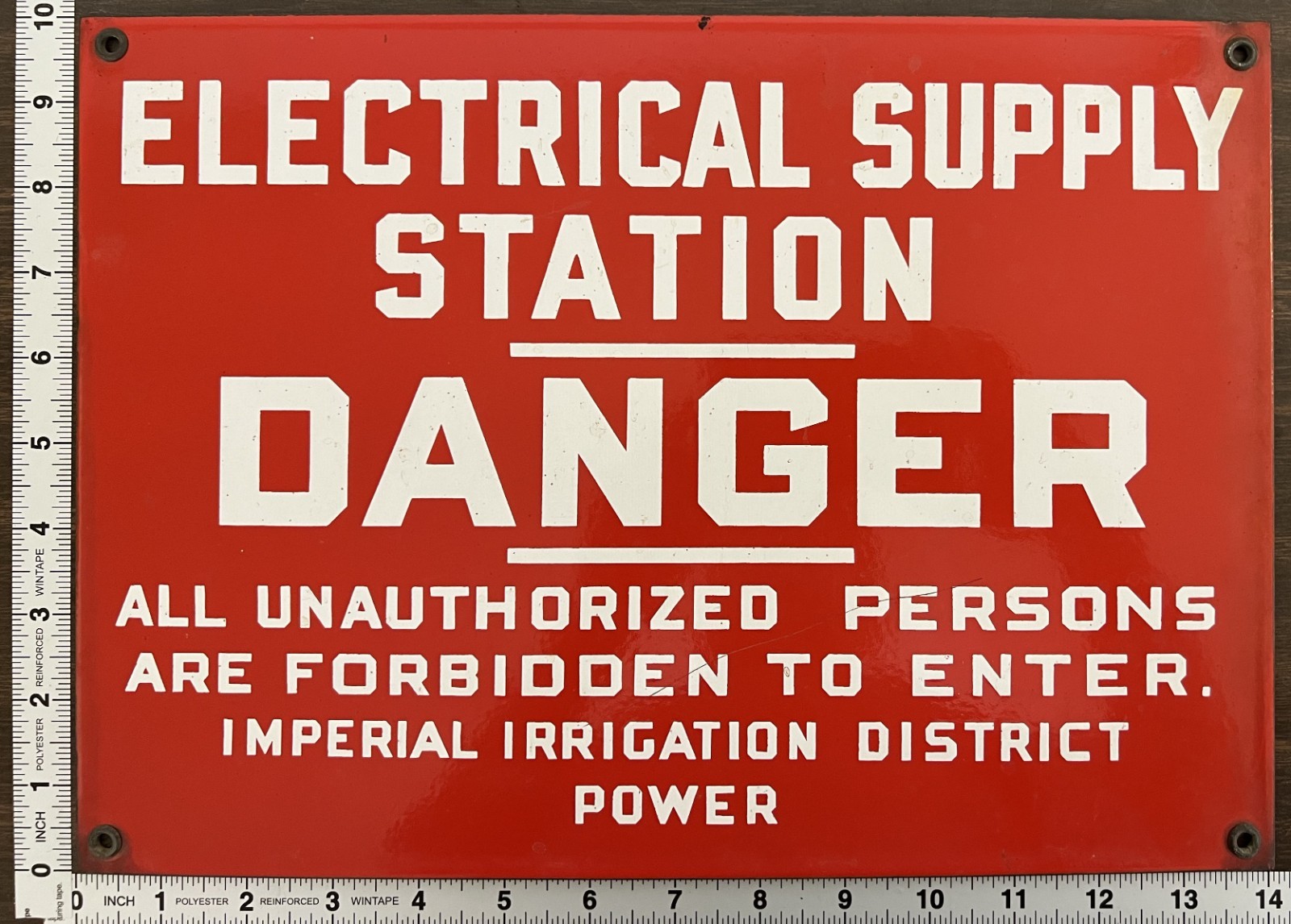 Vintage Porcelain Industrial Sign – Imperial Irrigation District Power – Danger