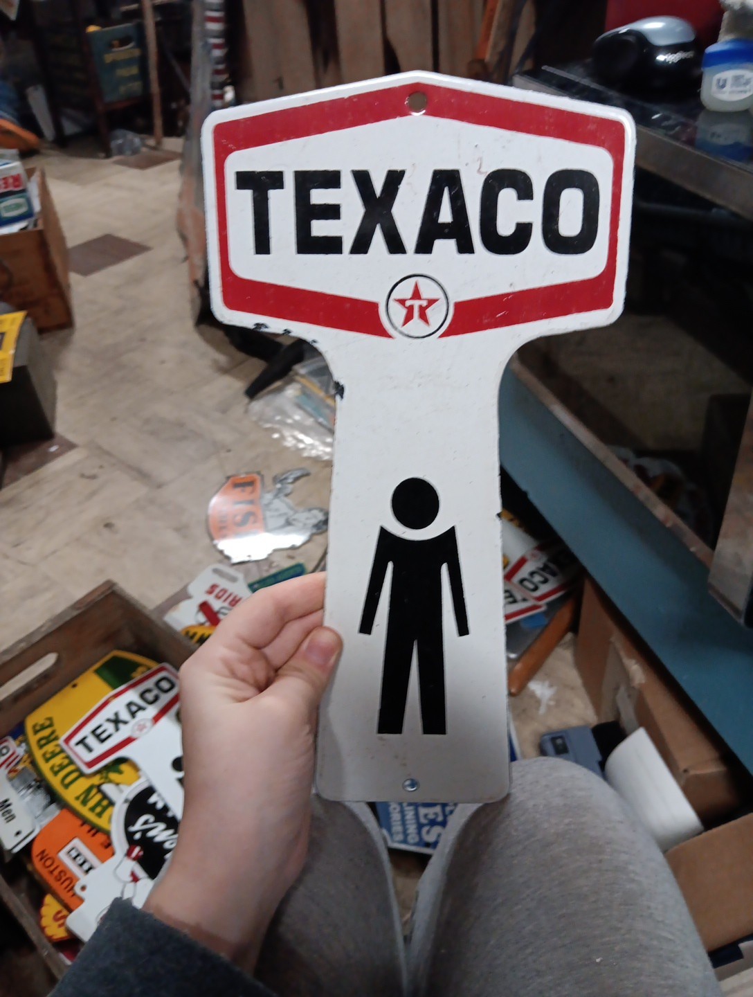 Porcelain Texaco Men’s Picture Restroom Door Sign