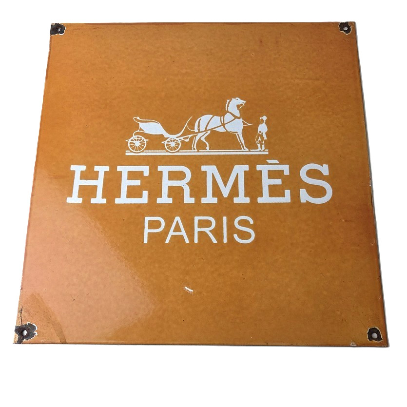 Vintage Hermes Sign – Luxury Fashion Porcelain Store Display Gas Pump Sign