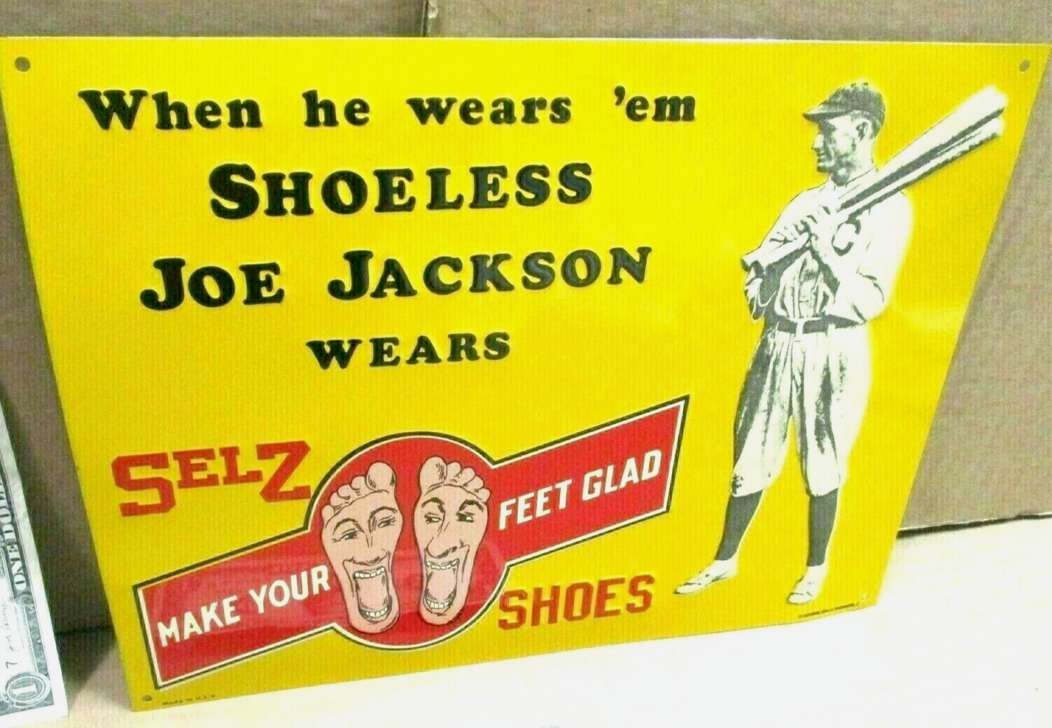 SELZ SHOES – BASEBALL PLAYER When Shoeless Joe Jackson Wears ‘em-MAKES FEET GLAD