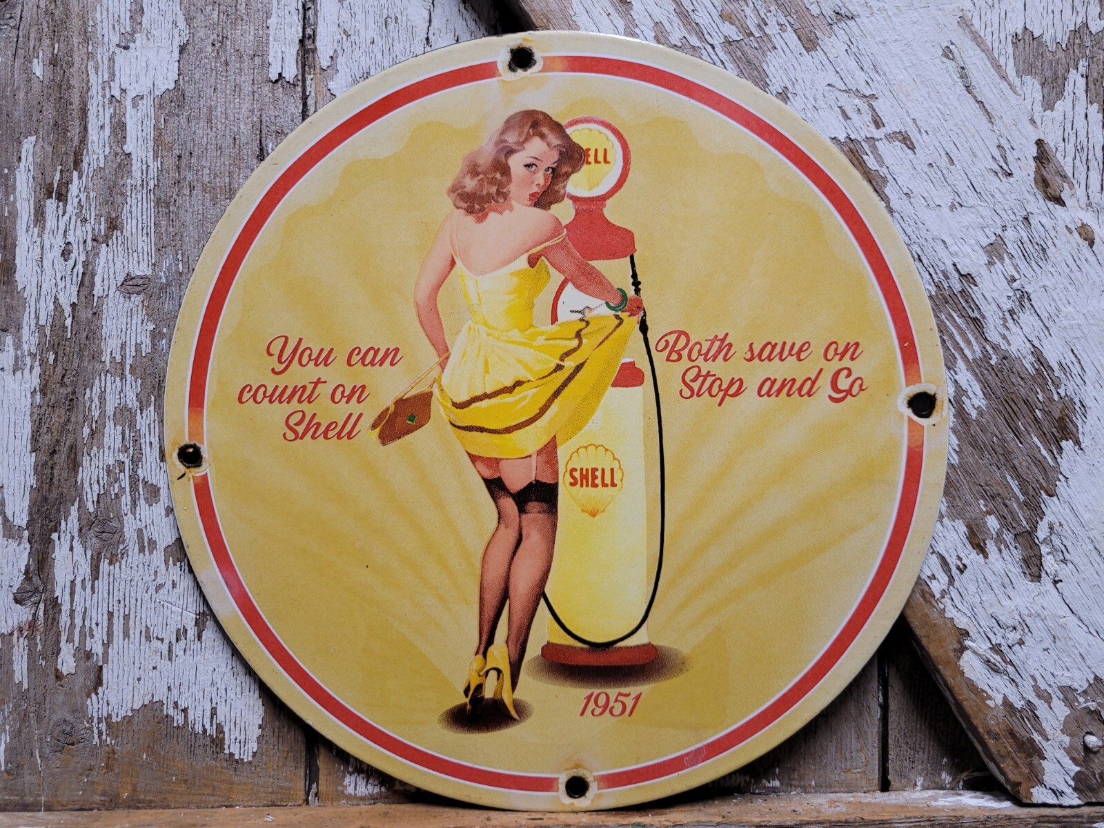VINTAGE PORCELAIN SIGN OLD 12″