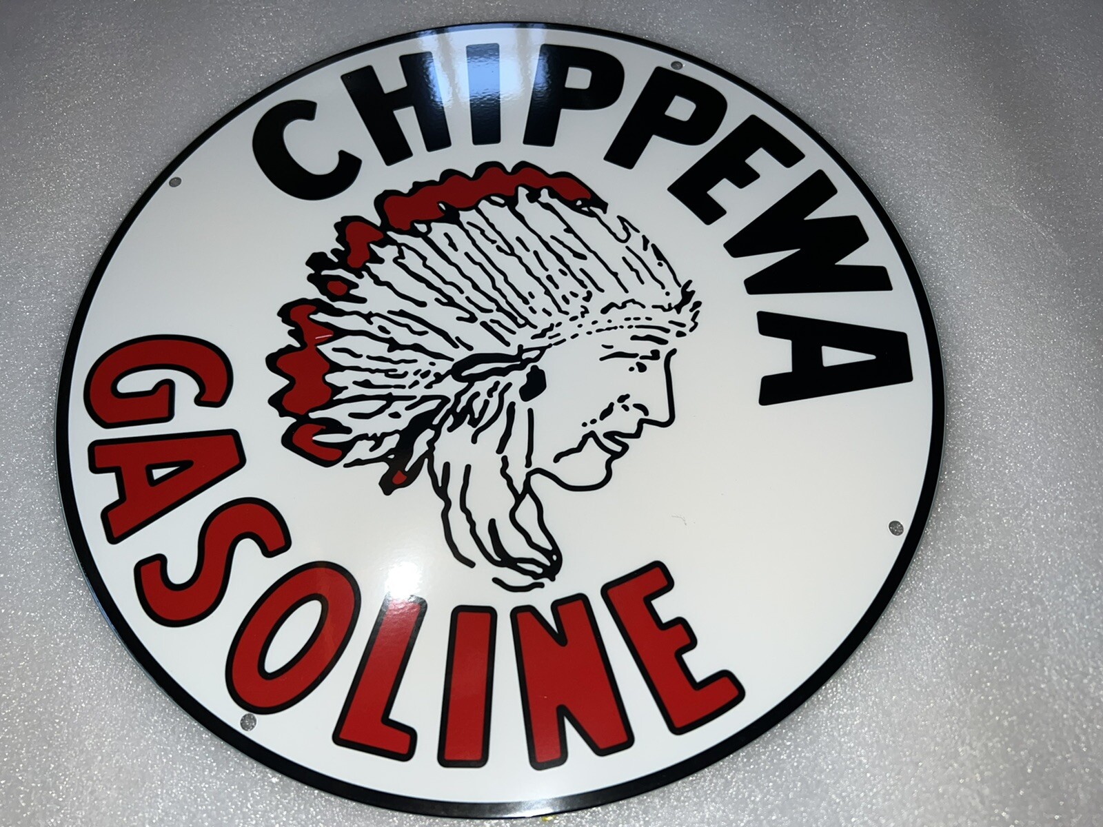 Chippewa Indian Gasoline Oil Gas Heavy Steel Metal Vintage Style Sign