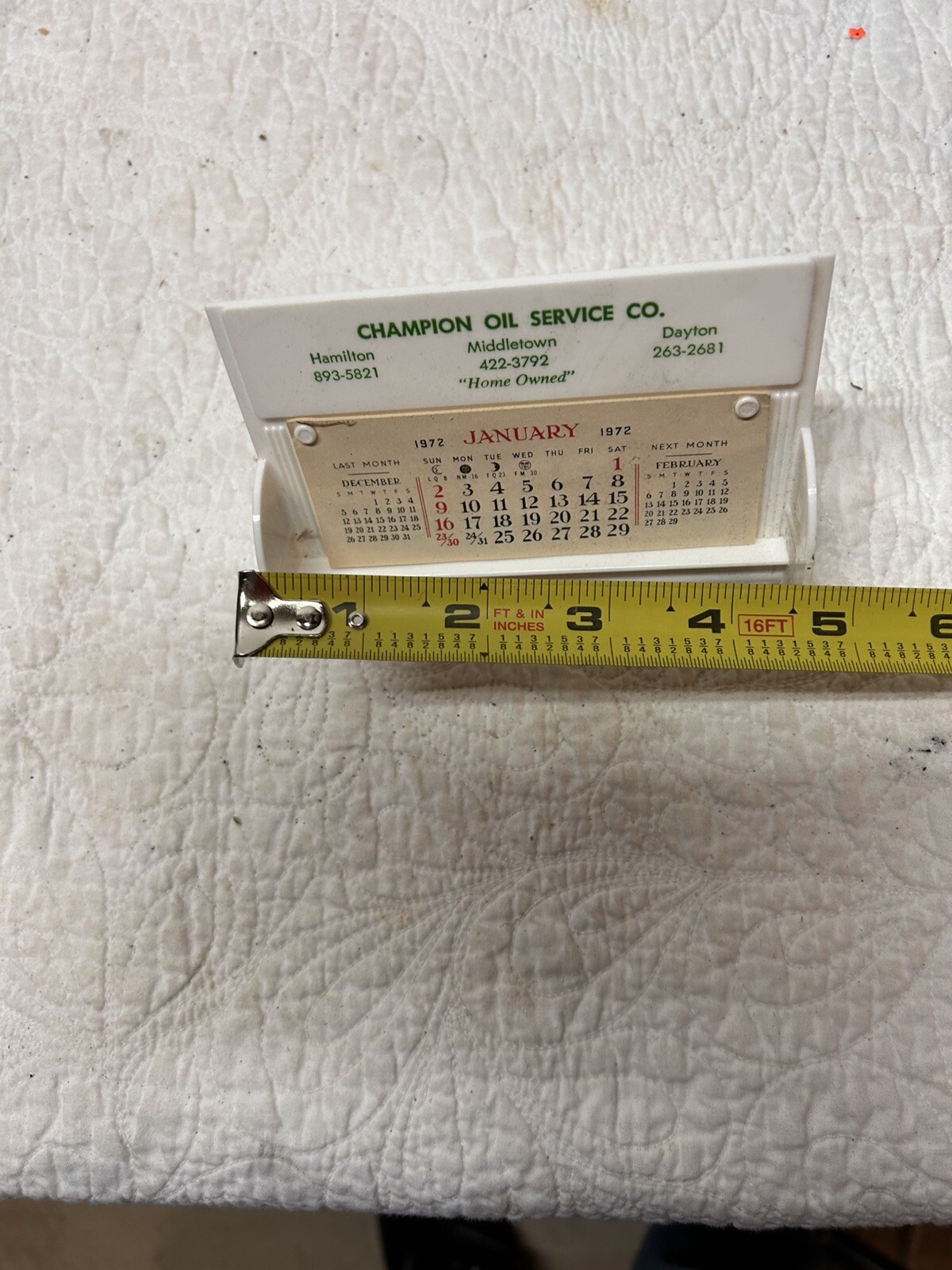 Vintage 1972 Champion Oil Service Co. Middletown, Hamilton, Dayton Calendar