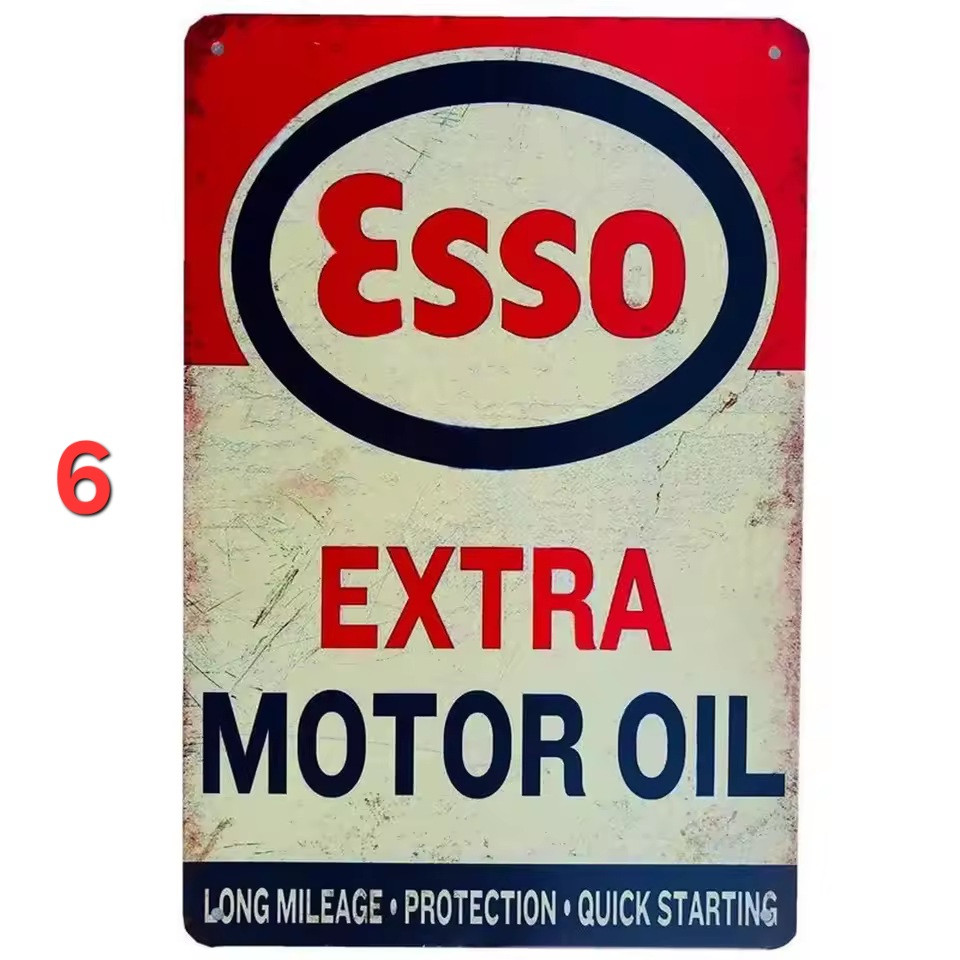 Vintage-Style Motor Oil Gas Signs – Esso STP Iron Painting Plaques Decor 20×30cm