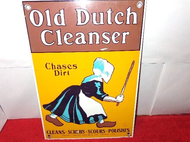 9 x 13 in OLD DUTCH CLEANSER CANADA & U. S. A. ADV. SIGN DIE CUT METAL #S 168