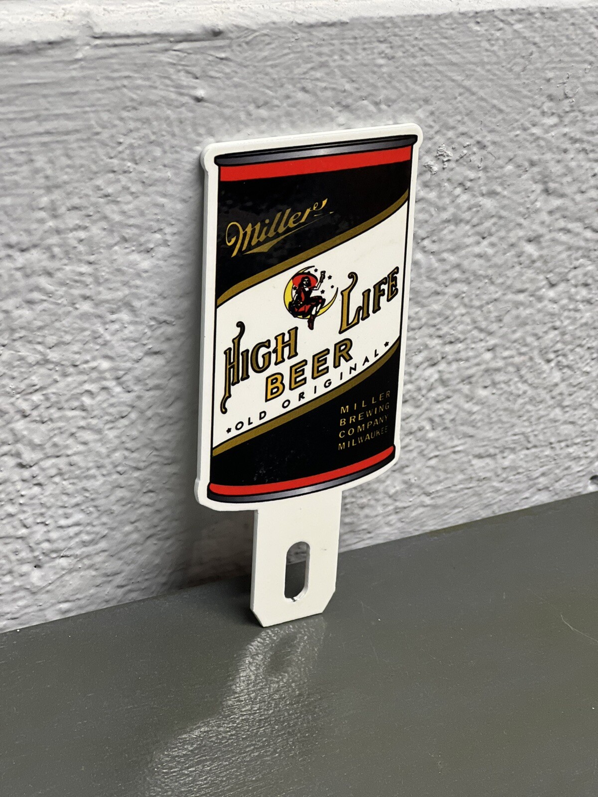 Miller High Life Metal Plate Topper Beer Champagne Bottle Pin Up Tavern Sign