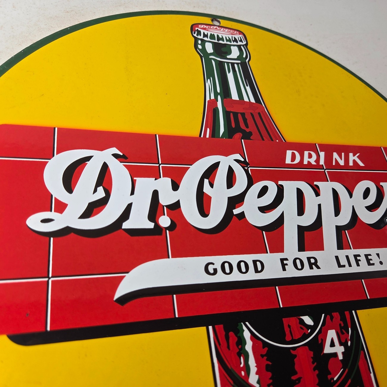 Vintage Dr Pepper Porcelain Sign – Beverage Collection Man Cave Bar Gas Sign