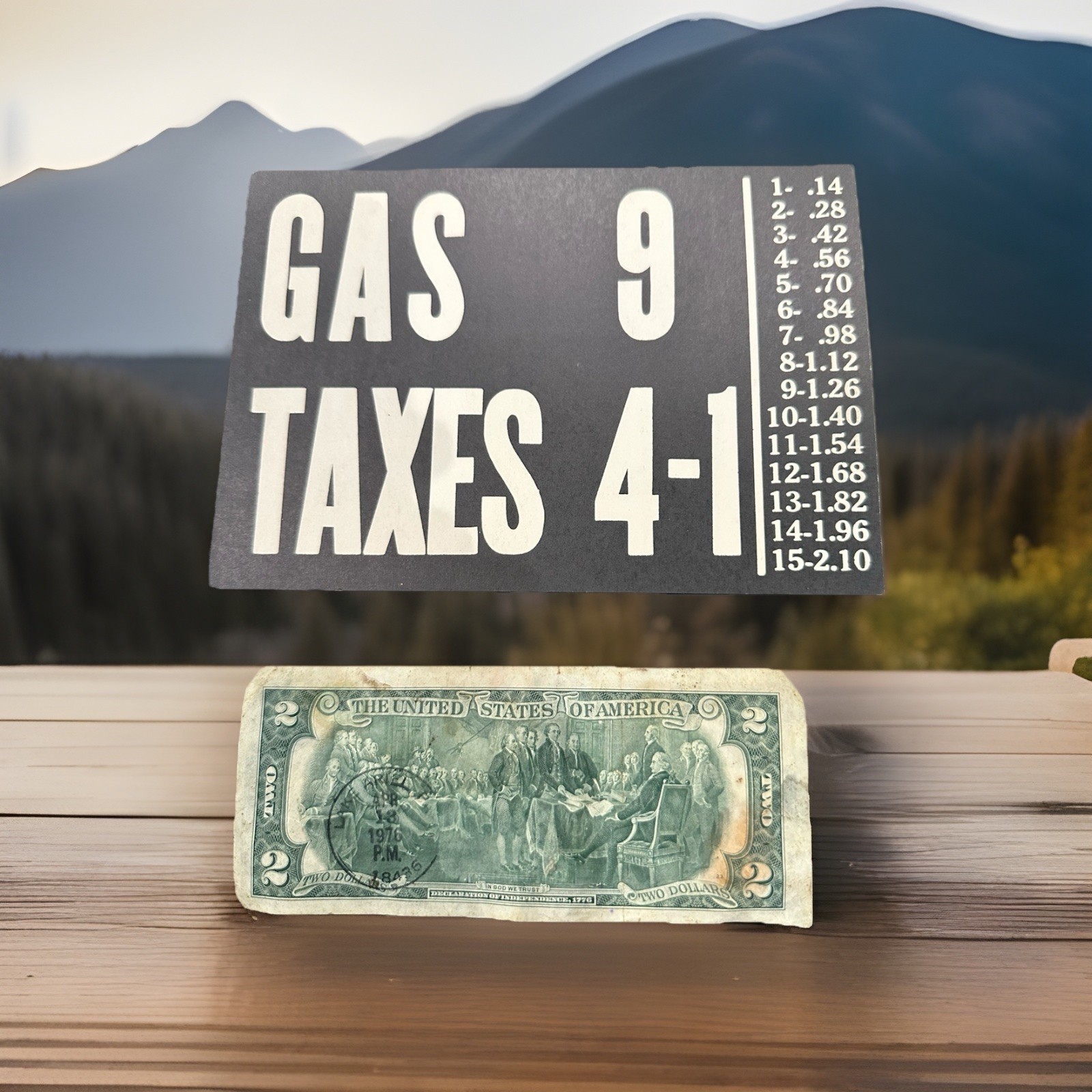 1 two side Visible Gas Service Station Pump Price Tax Paper Sign vtg 1920s rare
