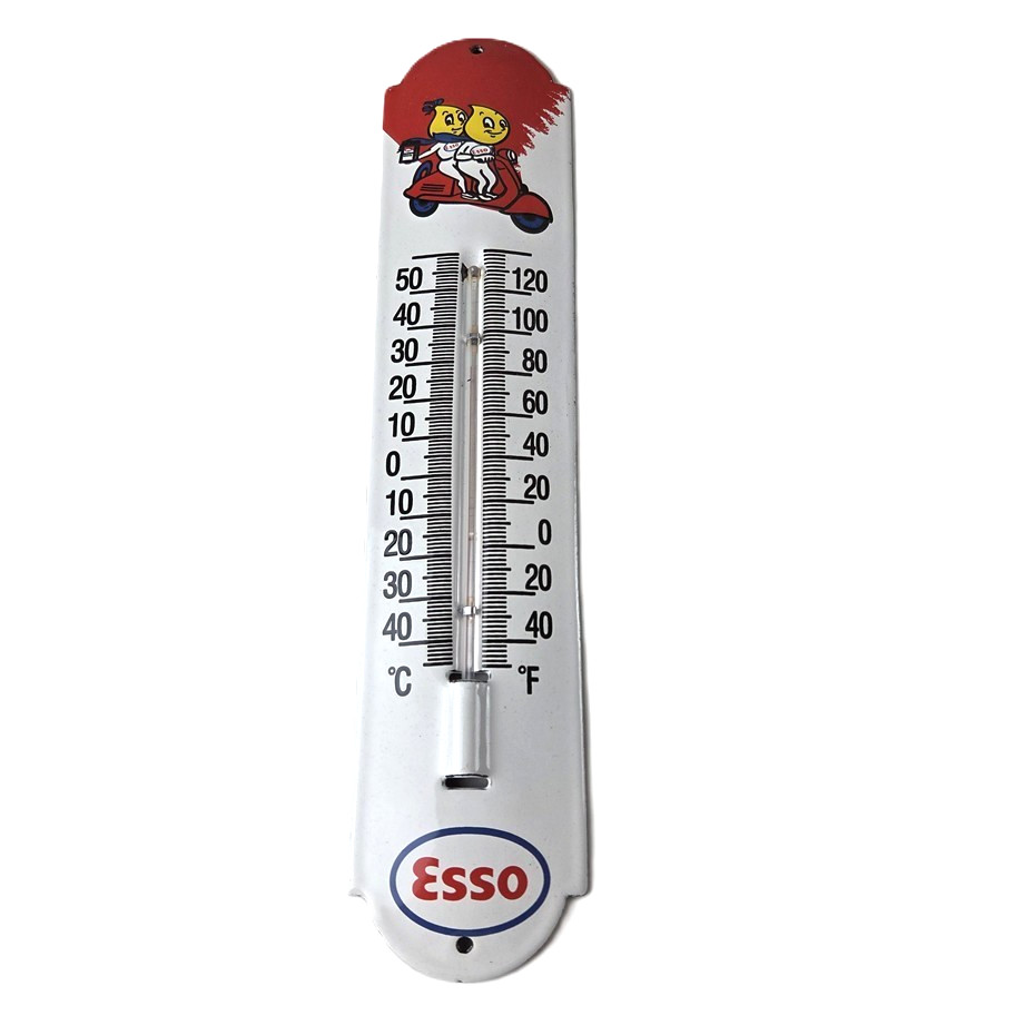Vintage Esso Gasoline Sign – Gas Station Pump Ad Sign on Porcelain Thermometer