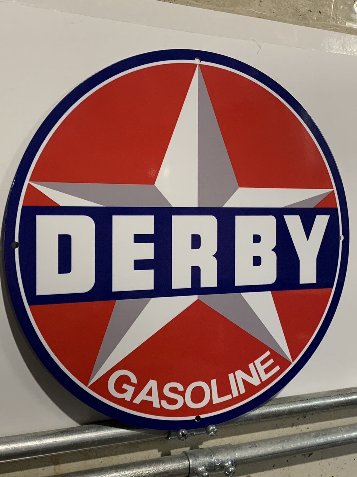 Vintage Style Derby Gasoline Oil Gas Pump Metal Heavy Steel Quality Sign