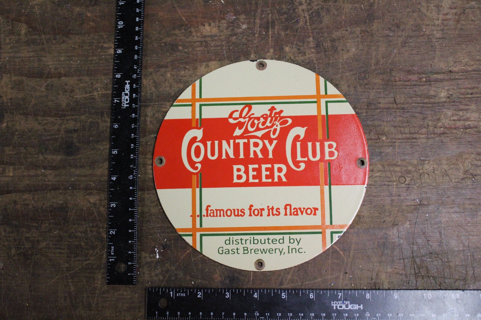 RARE GOETZ COUNTRY CLUB BEER DEALER PORCELAIN METAL SIGN GAST BREWERY KANSAS