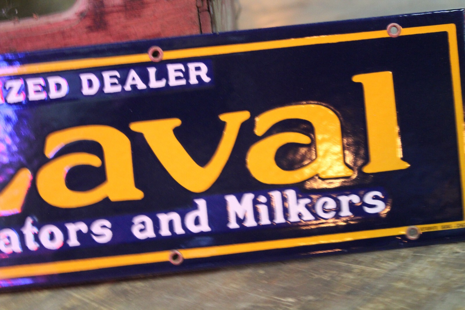 24″ DELAVAL CREAM SEPARATOR MILKER PORCELAIN METAL SIGN GAS OIL FARM BARN COW IH