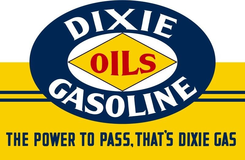 Dixie Oils & Gasoline DIECUT NEW 28″ Wide Sign USA STEEL XL Size