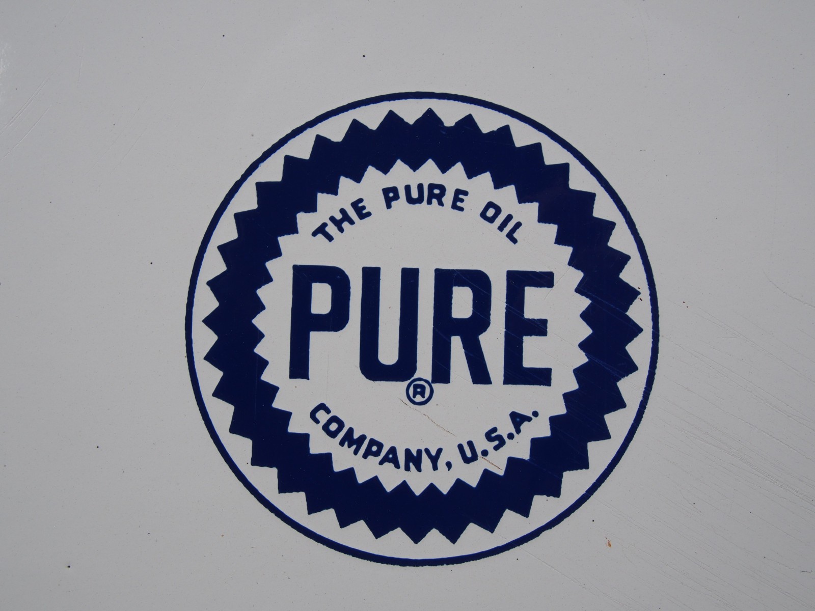 Vintage 1948 Pure-Pep Regular Gasoline Porcelain Pump Plate Sign 12”Pure Oil