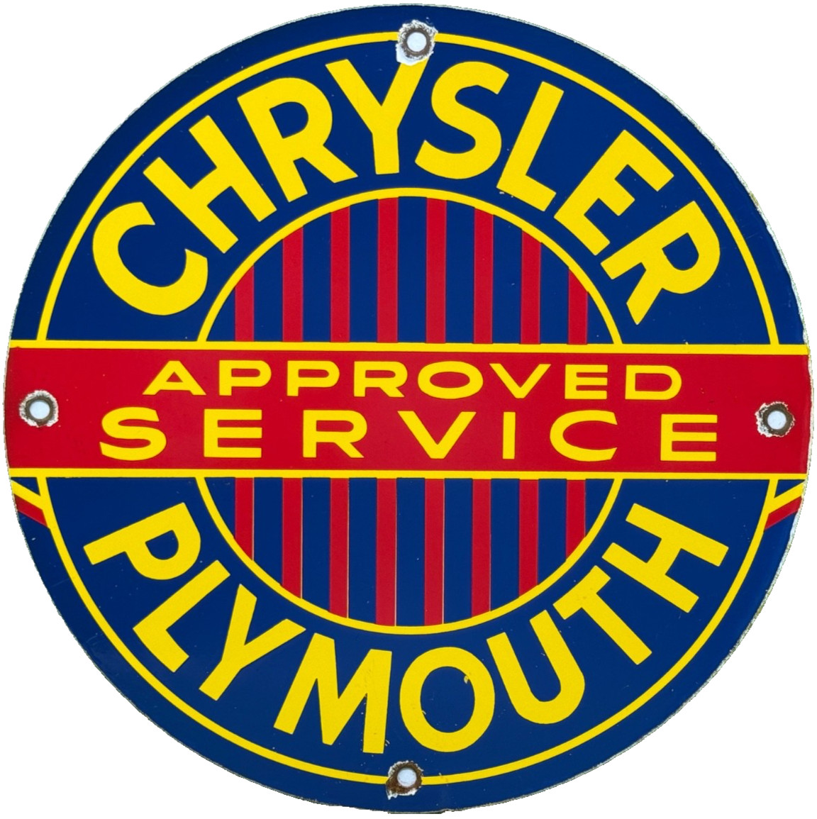 VINTAGE CHRYSLER PORCELAIN SIGN GENERAL MOTORS DEALERSHIP GAS OIL PLYMOUTH MOPAR
