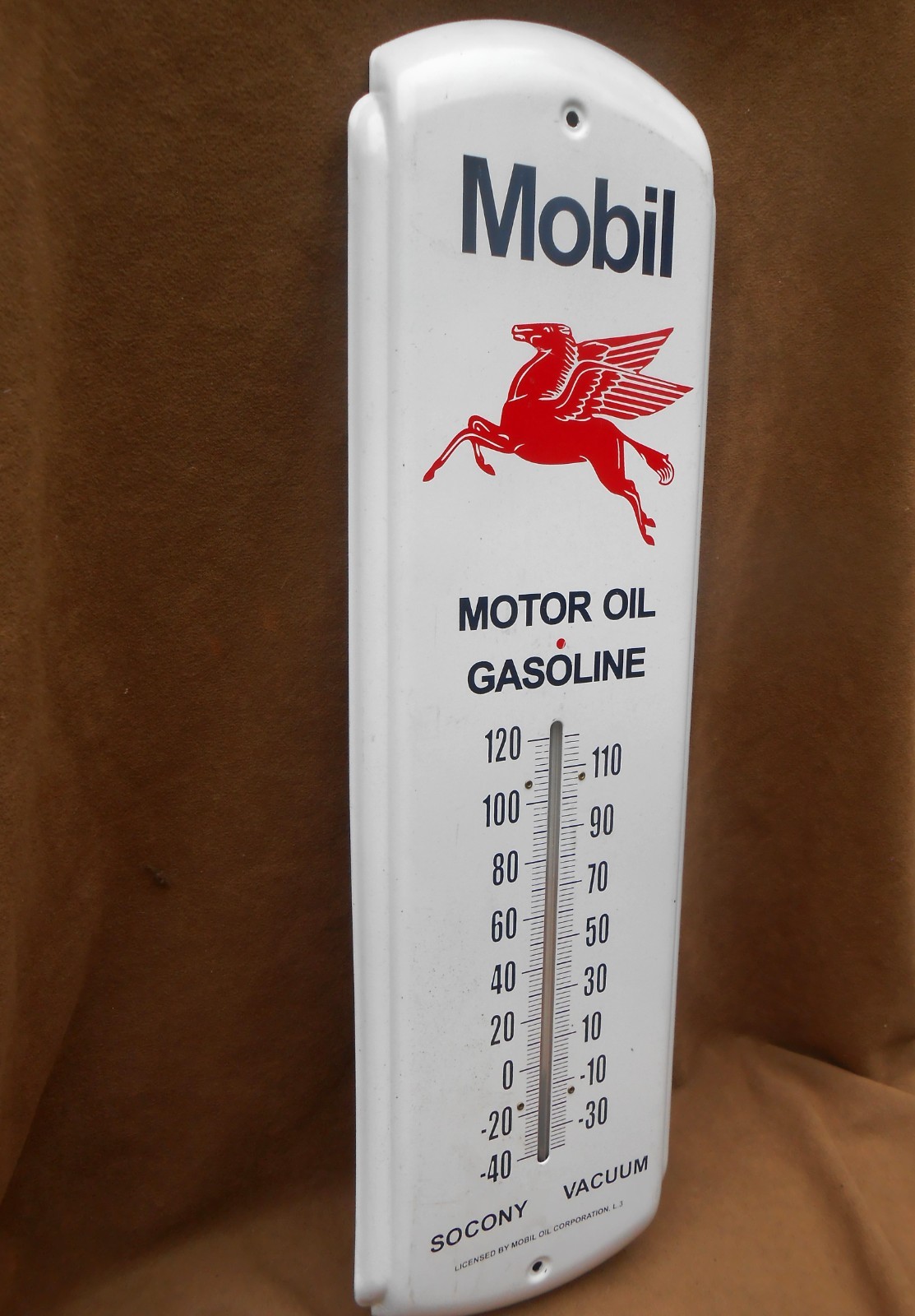 Licensed Mobil Gasoline Thermometer Motor Oil 17″ x 5″ SOCONY VACCUUM Pegusus