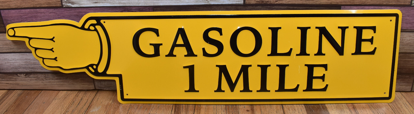 Contemporary Gasoline One Mile Finger Arrow Advertising Sign