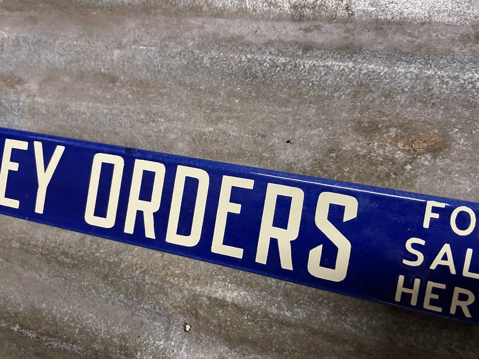 CANADA PACIFIC EXPRESS VINTAGE PORCELAIN SIGN MONEY ORDERS BANK CASH DOOR BAR